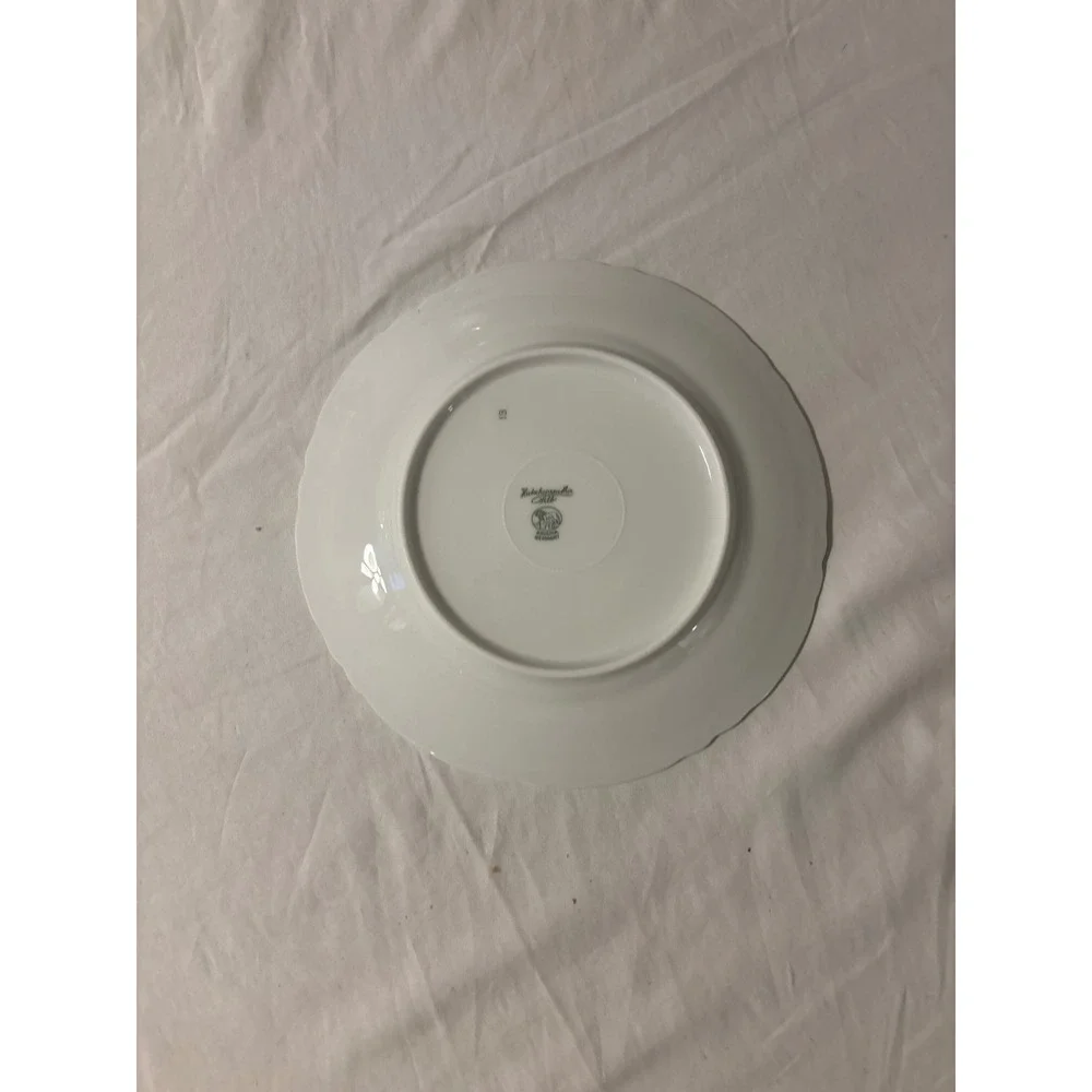 Hutschenreuther Selb Bavaria Salad Plates Set of 12 Pink Green Leaf Gold Trim EX